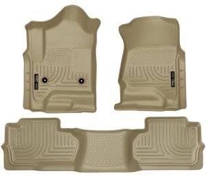 GMC Sierra Floor Liners - Front + 2nd Seat - Husky Liners - WeatherBeater - Tan - 2014